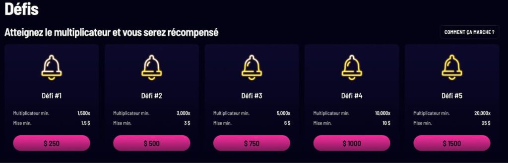 Vegaz Casino défis